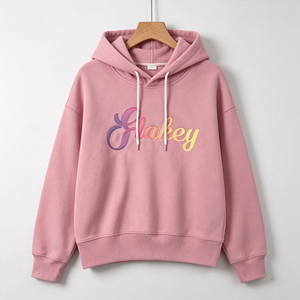 Sweat-shirt à capuche en polaire rose pour femmes, coupe courte, logo personnalisé, vêtements décontractés d'hiver - Product Image 4