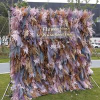 Mur de fleurs artificielles bohème avec base en tissu pour mariage, toile de fond florale mauve pour la décoration de fête d'automne