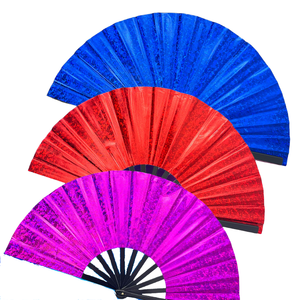 Éventail en plastique PVC effet laser, style <span class=keywords><strong>Kung</strong></span> Fu, pour spectacle, danse, fête, photographie, facile à ouvrir et à fermer, 33x66CM - Product Image 6