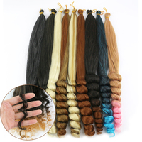 Extensions de cheveux à tresser pré-étirées en fibre haute température, 24 pouces, 150g, boucles spirales françaises douces, double trame, pour machine