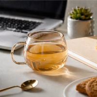 Mug en verre ambré de 14 oz avec poignée, en borosilicate de haute qualité, design moderne, sans BPA, compatible lave-vaisselle et micro-ondes, logo personnalisable, cadeau