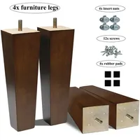 Patas de muebles de madera de 8 pulgadas sofá piernas Conjunto de 4 cuadrado de las piernas marrón para sillón reclinable mesa de café aparador