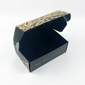 사용자 정의 블랙 크래프트 골판지 종이 상자 포장 우편물 의류 상자 로고 포장