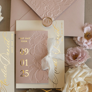Carte de visite A5 personnalisée avec estampage à chaud doré, papier offset écologique, carte d'invitation de Noël avec enveloppe d'emballage - Product Image 1