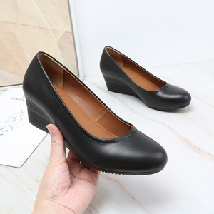 Zapatos <span class=keywords><strong>de</strong></span> Cuero Negros para Mujer, Estilo Barefoot, Suela Blanda, Cierre Deslizante, Cómodos, para Azafatas <span class=keywords><strong>de</strong></span> Vuelo - Product Image 1