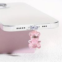 Bouchon anti-poussière pour téléphone portable Kawaii Bouchon anti-poussière en acrylique Bouchon anti-poussière pour ours Prise de port de charge Mignon pour téléphone/Type C