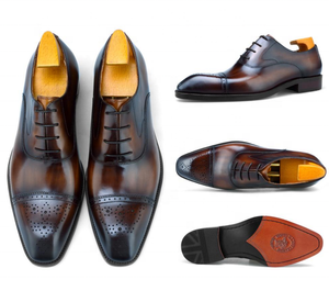 F64-SH2 nuovo elegante classico Brogue Oxford ufficio moda da sposa fatti a mano in vera <span class=keywords><strong>pelle</strong></span> formale <span class=keywords><strong>scarpe</strong></span> da <span class=keywords><strong>uomo</strong></span> - Product Image 5