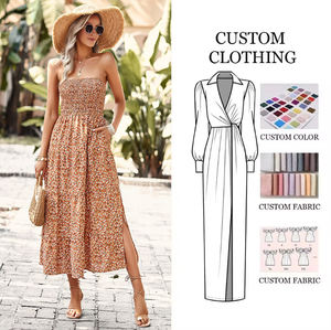 D&amp;M 2024 Ladies Casual Midi Dresses Hot Selling Long Summer Off-the-Shoulder Solid Eco-Friendly Washable Women's <strong>Clothing</strong> - Product Image 1