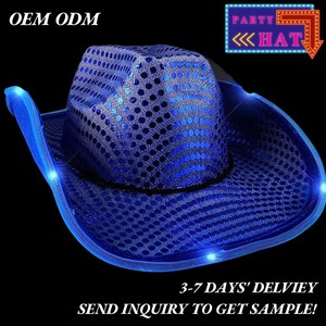 Sombrero de Vaquero con Luces LED Intermitentes y Lentejuelas para Fiestas y Espectáculos, con Logotipo Personalizado, Venta Directa de Fábrica - Product Image 3