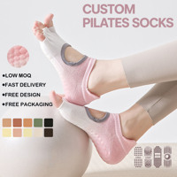 Chaussettes de sport à cinq doigts, à bout ouvert, avec sangles, design dégradé, pour Pilates et Yoga