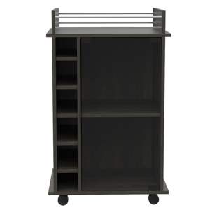 DB Dukat Espresso Bar Cart with Two Shelves Six Built-In <b>Wine</b> <b>Racks</b> Four Casters - Product Image 2