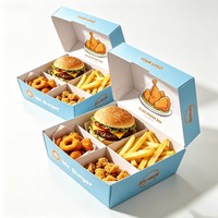 Boîte à fast-food biodégradable écologique avec logo imprimé personnalisé, emballage en papier gaufré pour hamburgers, frites et poulet frit
