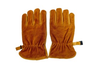 Gants de travail en cuir de vache d'extérieur pour hommes et femmes, résistants au feu pour le camping.