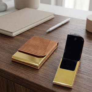 Premium PVD Coated Steel Business Card Holder With Leatherette Finish Slim Multi Card Case For <b>Men</b> Women Office <b>Gift</b> <b>Set</b> - Product Image 6