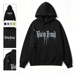 Autumn/Winter Cotton Casual Letter Embroidered Oversized Pullover Hoodie Stand Long Sleeve Slimming Men's Women's Coat Fitness - Product Image 1