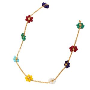 Collar de Acero Inoxidable con Flor de Margarita Chapado en Oro de 18K, Cuentas de Cristal Hechas a Mano, Delicado Collar de Girasol, Pulsera, Joyería de Moda - Product Image 3
