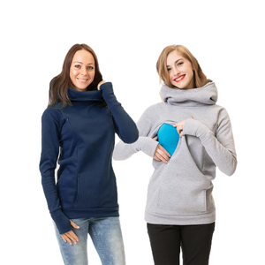 <span class=keywords><strong>Veste</strong></span> de maternité d'<span class=keywords><strong>allaitement</strong></span> nouvelle collection automne-hiver avec doublure en polaire, épaisse, à capuche, manches longues, demi-doigts exposés, style sweat à capuche - Product Image 3