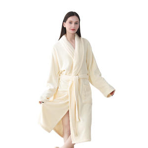 Albornoz Súper Suave y Cálido, Toalla de Tela de Terry de Lana Coral, Bata de Spa para Hotel, Bata de Color con Logotipo Personalizado, Albornoz Largo de Gran Tamaño para Hombre y Mujer - Product Image 4