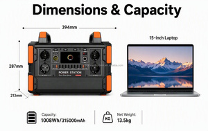 สถานีชาร์จพกพาสำหรับใช้ในบ้าน 1200W 230V เครื่องกำเนิดไฟฟ้าพลังงานแสงอาทิตย์สำหรับใช้งานกลางแจ้ง สำรองไฟฉุกเฉินสำหรับบ้าน UPS - Product Image 2