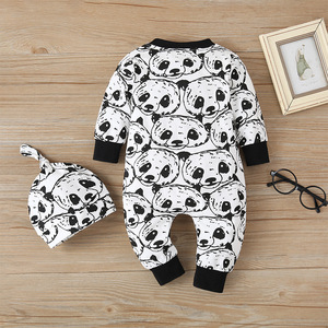Ropa de Bebé Unisex al por Mayor para Niños, Conjuntos de Pijamas de Algodón y Spandex Transpirables con Diseño de Panda de Dibujos Animados Chinos y Asiento Abatible - Product Image 3