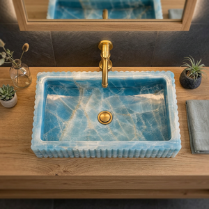 Lavabo de Baño Moderno de Resina, Mármol y Cuarzo con Acabado Pulido, Resistente al Agua, Fácil de Limpiar, Encimera de Lujo - Product Image 4