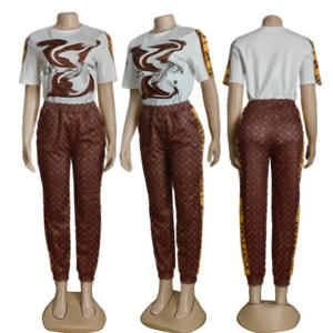 Damen Sommer Mode Elegantes Bedrucktes Lässiges Zweiteiler-Shorts-Set Atmungsaktives Spandex/Polyester Über Knie 2 Farben Top - Product Image 4