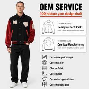 <b>Men's</b> Varsity Bomber <b>Jacket</b> Polyester Letterman Baseball Coat Contrast <b>Velvet</b> Sleeve Chenille Patch - Product Image 1