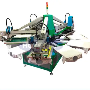 T-Shirts carousel screen printing machine Automatic 4 Color Screen Printer For T-Shirts Non-woven Bags Textile