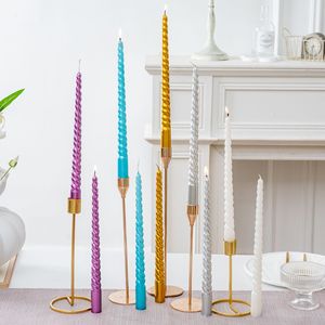 Velas Metálicas Retorcidas en Espiral, Multicolores, Largas, para Decoración de Mesa de Boda, Cena, Hogar - Product Image 1