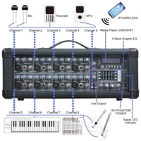 Mélangeur amplifié 8 canaux 8000 Watts Processeur de karaoké Mélangeur de studio Master Mélangeur actif DJ Système audio professionnel Amplificateur audio