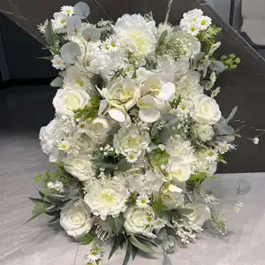 Dko 7d backdrop de peônia de rosa branca 5d, orquídea de flores artificiais personalizadas, para decoração de casamento, aniversário