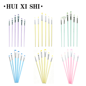 Ensemble de pinceaux à <span class=keywords><strong>peinture</strong></span> acrylique HUIXISHI, 6 pièces, manche en plastique, poils en nylon, virole en métal, pinceaux plats, éventail, angulaires, <span class=keywords><strong>peinture</strong></span> artistique, <span class=keywords><strong>huile</strong></span> - Product Image 5
