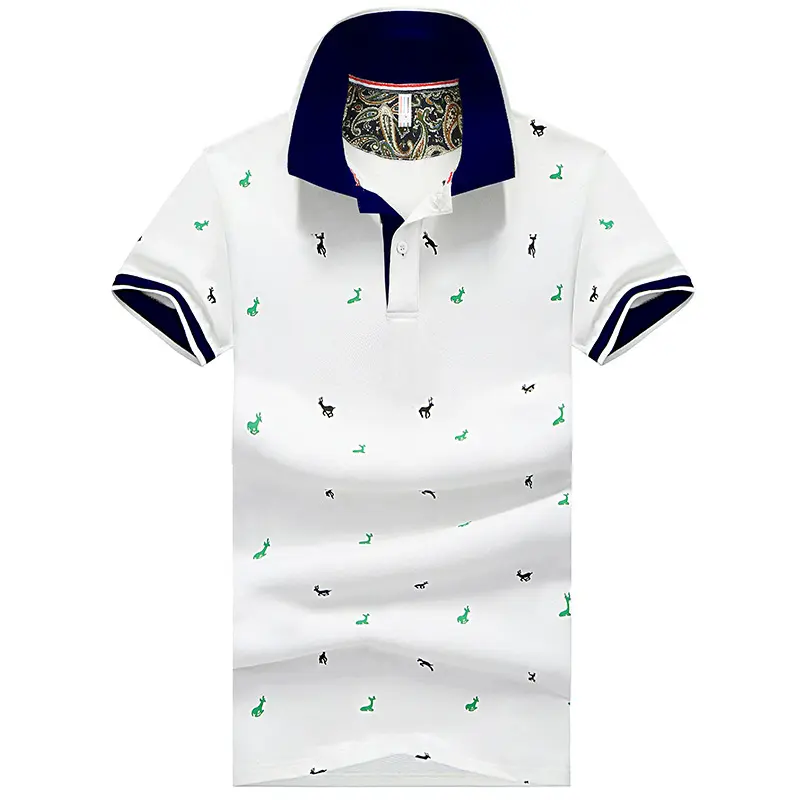 Custom Logo Polo Shirts For Men Stylish 2021 Summer Men'S Thin Shirt Deer Print Plus Size T-Shirt Collar For Polo T-Shirt