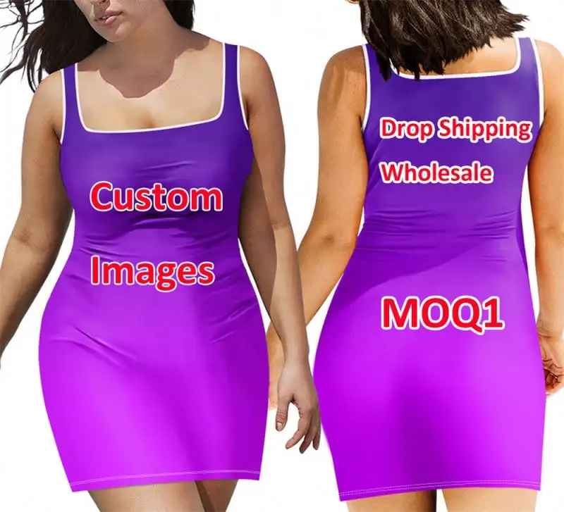 Grosir Desain Khusus Pang Poliesia Pola Hibiscus Gaun Bodycon Wanita Gaun Tank Kasual Seksi Midi Dasar Tanpa Lengan