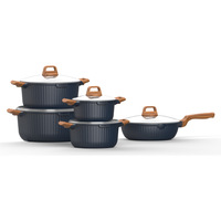 Ensemble de batterie de cuisine 21 pièces en aluminium moulé sous pression, robuste, écologique, non toxique, compatible induction, comprenant faitout et friteuse profonde