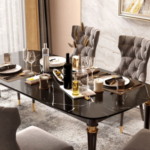 Tavolo da Pranzo Rettangolare Americano di Lusso con 6 Sedie, Combinazione in Marmo, <span class=keywords><strong>Arredamento</strong></span> Moderno per Piccole Famiglie - Product Image 4