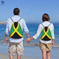 Sac à dos de sport pour la gym, avec cordon de serrage, en polyester, pour les supporters de football, avec drapeaux nationaux d'Italie, de la Jamaïque, du Portugal et d'Amérique