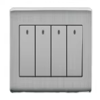 Panneau en acier inoxydable, style britannique, 4 interrupteurs, 2 voies, pour usage domestique