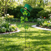 Piquet de jardin en fer robuste avec motif de chapeau de la Saint-Patrick, panneau métallique porte-bonheur pour la décoration extérieure de la maison, du jardin, du porche avant et des fêtes