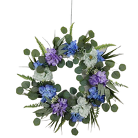 Dekorasi Gantung Pintu dan Jendela Bunga Hydrangea Buatan untuk Paskah Hijau 20 inci Bahan PVC/PE/PET