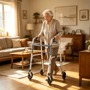 Déambulateur Foxconn Walker avec roues de 5 pouces et frein à main pour personnes âgées, argenté WA229 - Product Image 3
