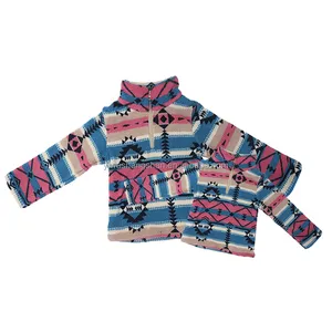 New Arrivals Winter Mommy and Me Vintage Fleece Jacket Aztec Print Zipper Mom and Me Thickened Sherpa Tops