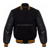 Personnalisable KVJ117 Varsity Laine Veste pour Hommes Femmes Jet Noir Brodé Orange Rayures Chenille Patch Sans Col Vêtements D'hiver