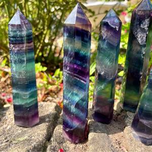 Pointes de cristal naturel de haute qualité, pointes de fluorite arc-en-ciel, pierre de guérison, tour de fluorite bonbon pour le Feng Shui - Product Image 2