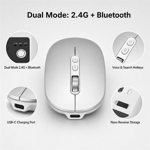 Office Home Travel Wireless <b>Mouse</b> 2.4G Bluetooth Rechargeable Ergonomic <b>Mouse</b> with Nano Receiver for Laptop Desktop - Product Image 2