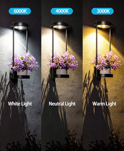 โคมไฟติดผนังรูปตะกร้าแขวนพลังงานแสงอาทิตย์ 3 โหมดสี 2 หลอด LED โลหะกันน้ำ สำหรับตกแต่งสวน - Product Image 3