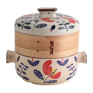 Casserole à vapeur en céramique de style japonais classique avec tiroir pour ragoût de soupe et casseroles - Product Image 3