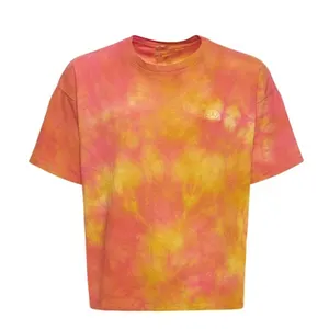 Vibrant Tie-Dye Cotton T-Shirt with Custom Logo Option Relaxed Fit for Street Fashion Ideal for Trendy Summer Casual Wear