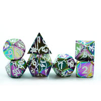 Ensemble de dés en métal craquelé de haute qualité avec logo personnalisé, dégradé arc-en-ciel, polyèdre, pour jeux de rôle RPG, D&D, Dungeon & Dragon, jeux de société