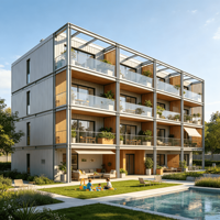 Solutions de construction de bâtiments d'appartements préfabriqués à plusieurs étages en structure acier, bâtiments d'appartements préfabriqués à ossature acier